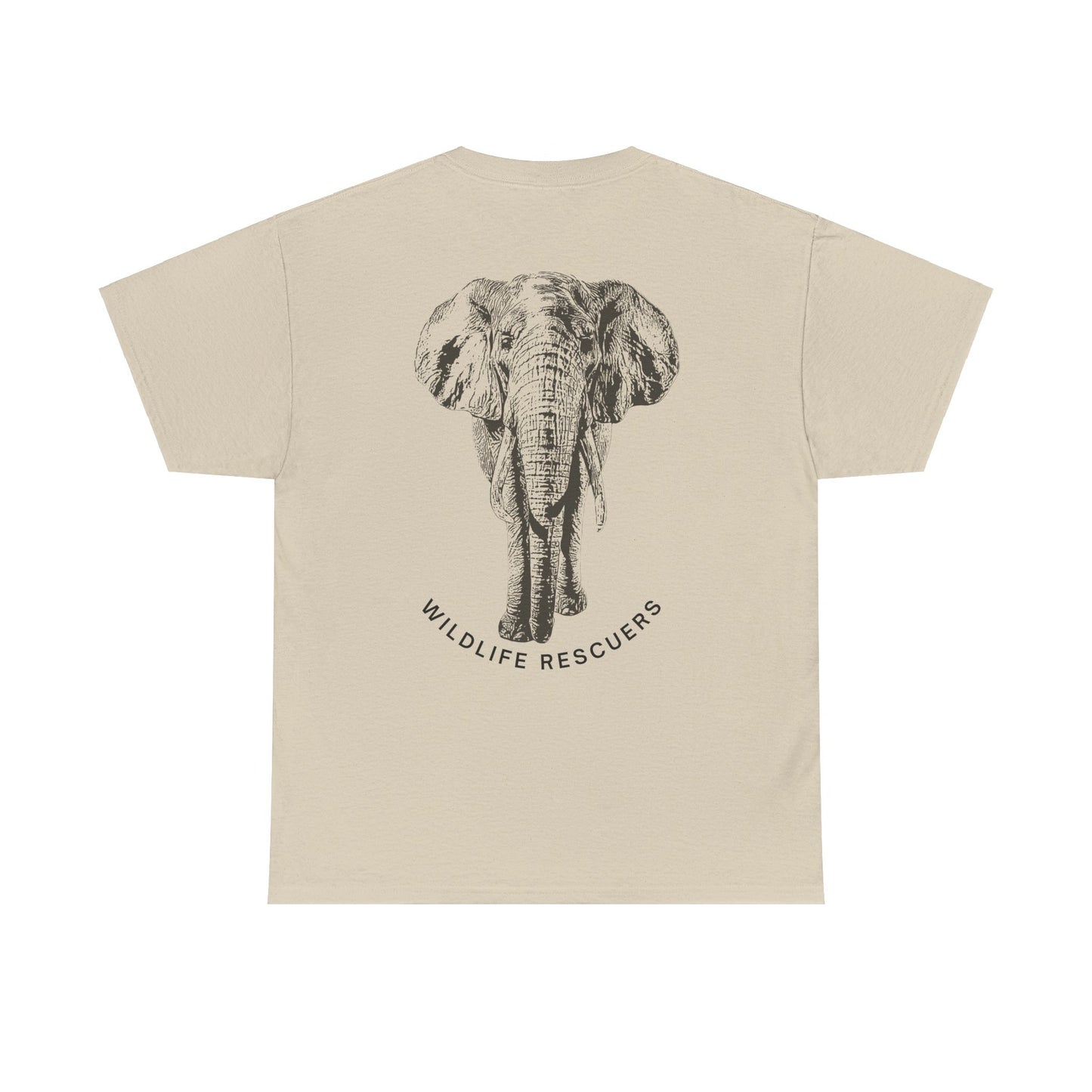 Back View of Sand Colored Wildlife Rescuers's Elephant T shirt