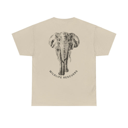 Back View of Sand Colored Wildlife Rescuers's Elephant T shirt