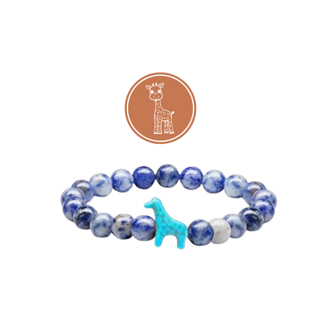 Light Blue Beaded Giraffe Bracelet