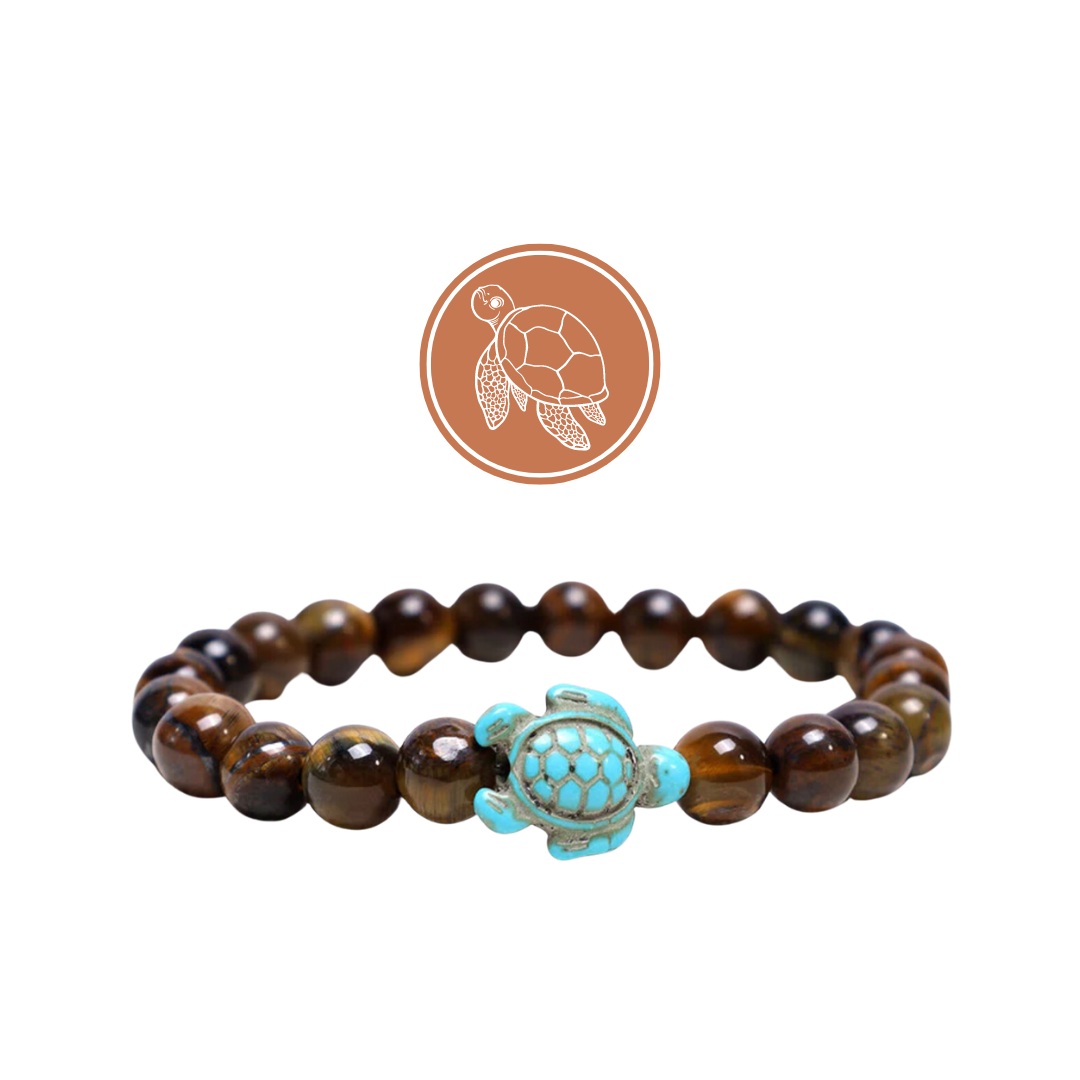 Tiger Eye Sea Turtle Beaded Bracelet