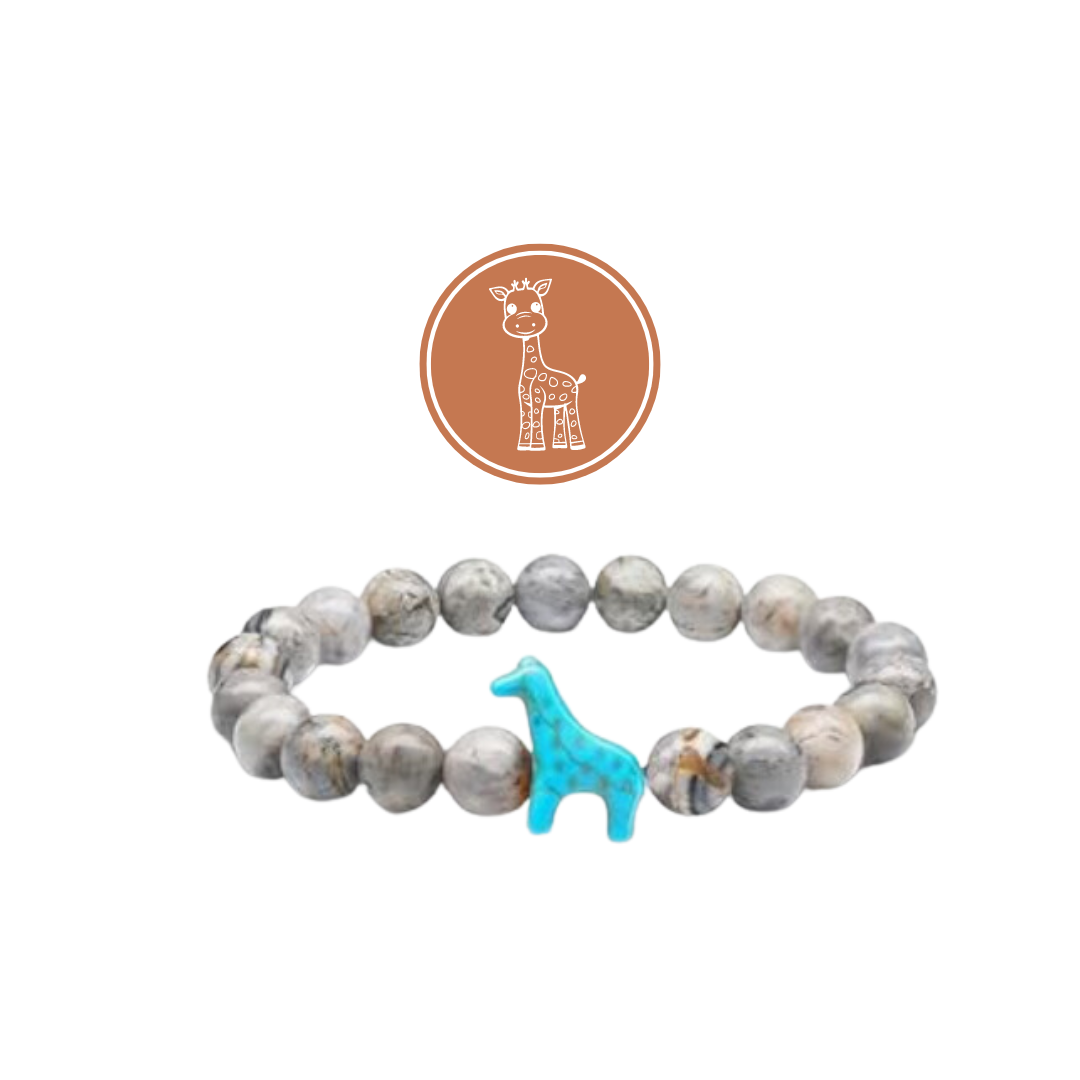 Gray Beaded Giraffe Bracelet