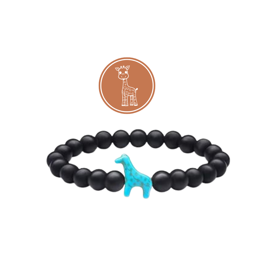 Black Stone Beaded Giraffe Bracelet