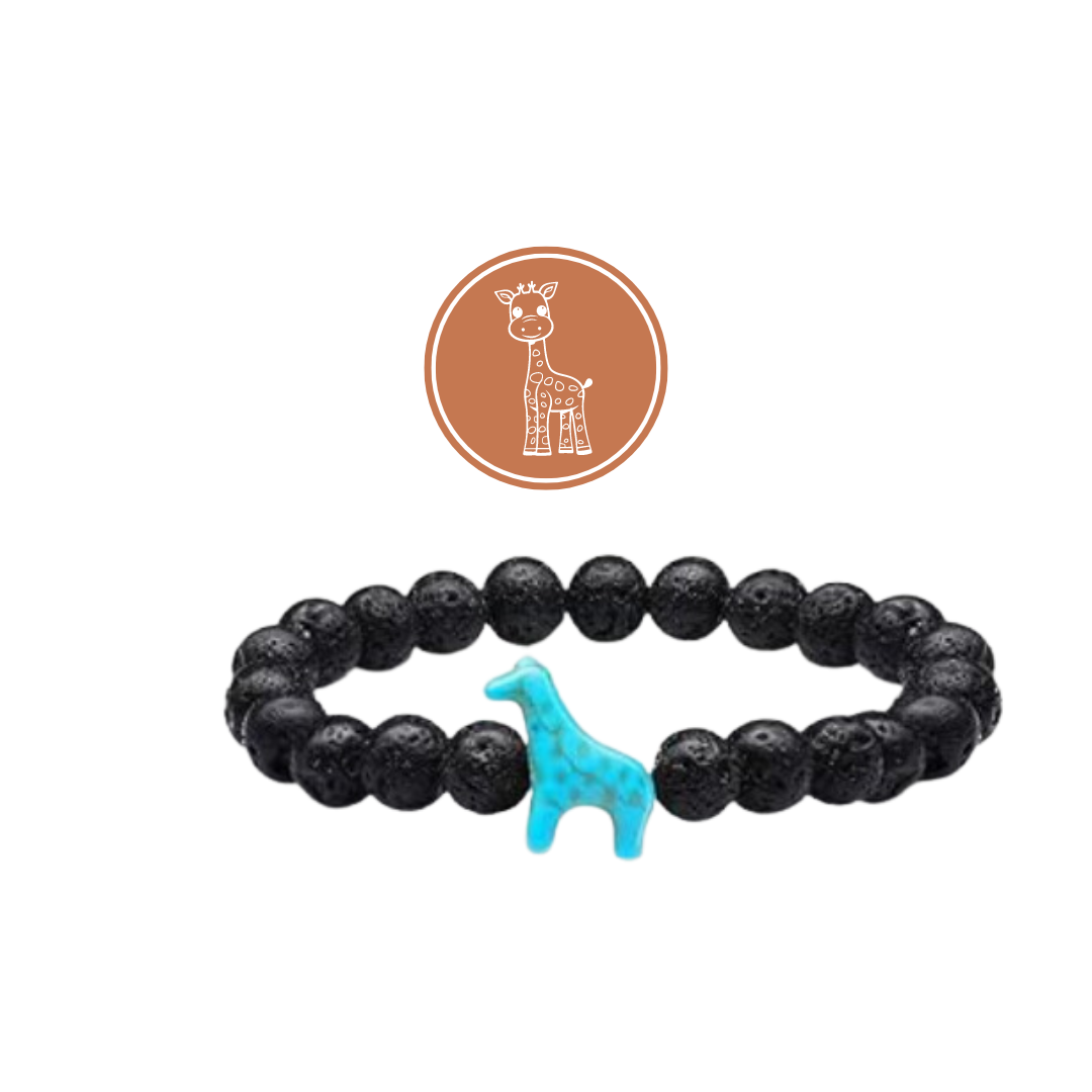 Lava Stone Beaded Giraffe Bracelet