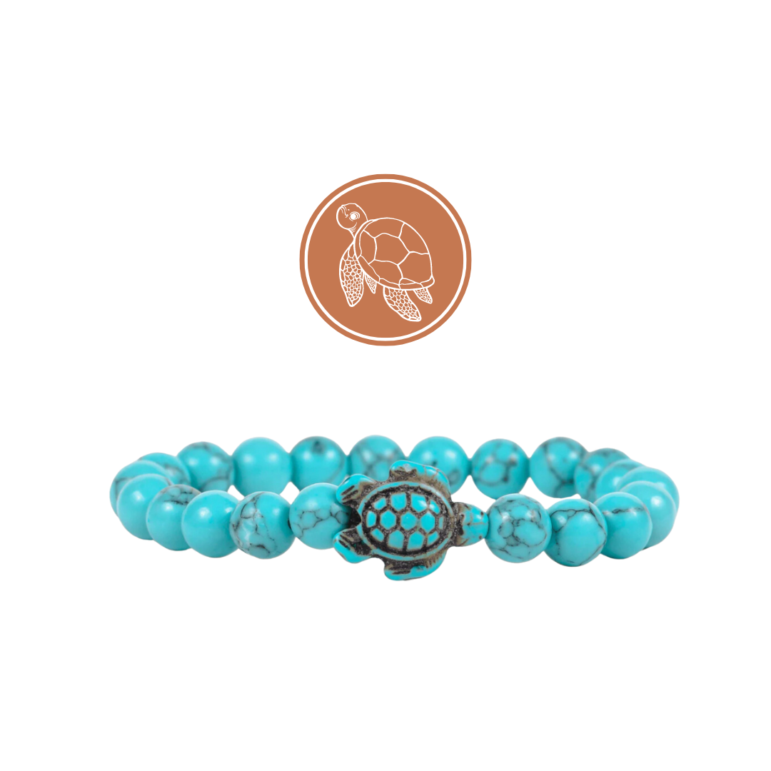 Crystal Blue Sea Turtle Beaded Bracelet