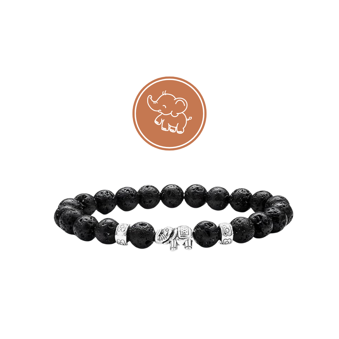 Lava Stone Beaded Elephant Bracelet