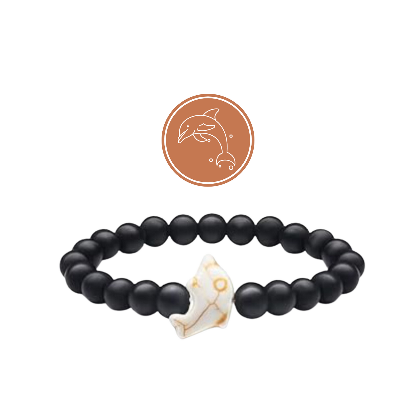 Black Stone Dolphin Bracelet