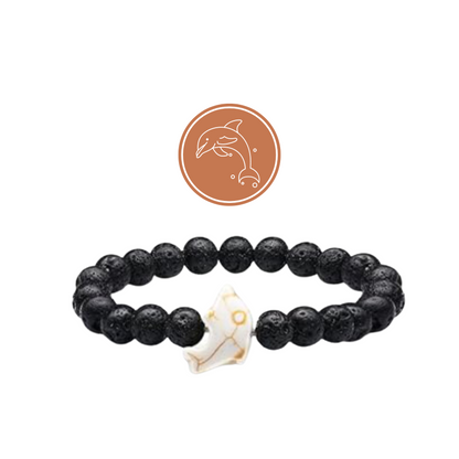 Lava Stone Dolphin Bracelet