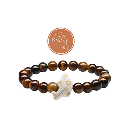 Tiger Eye Bead Dolphin Bracelet