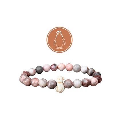  Light Pink Penguin Bracelet with high-quality beads and a penguin charm, supporting wildlife conservation.