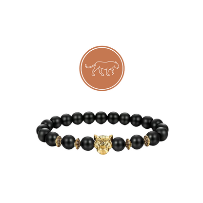 Black Stone Beaded Jaguar Bracelet