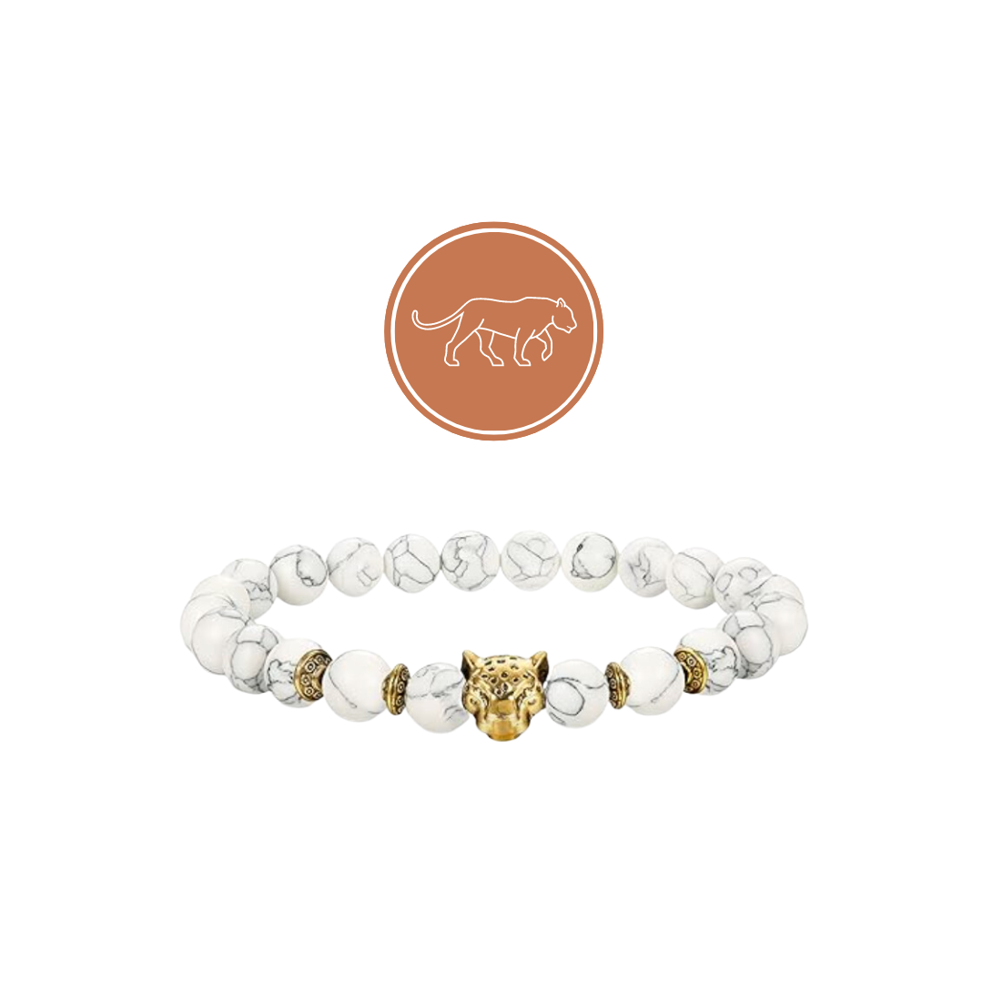 Arctic White Beaded Jaguar Bracelet