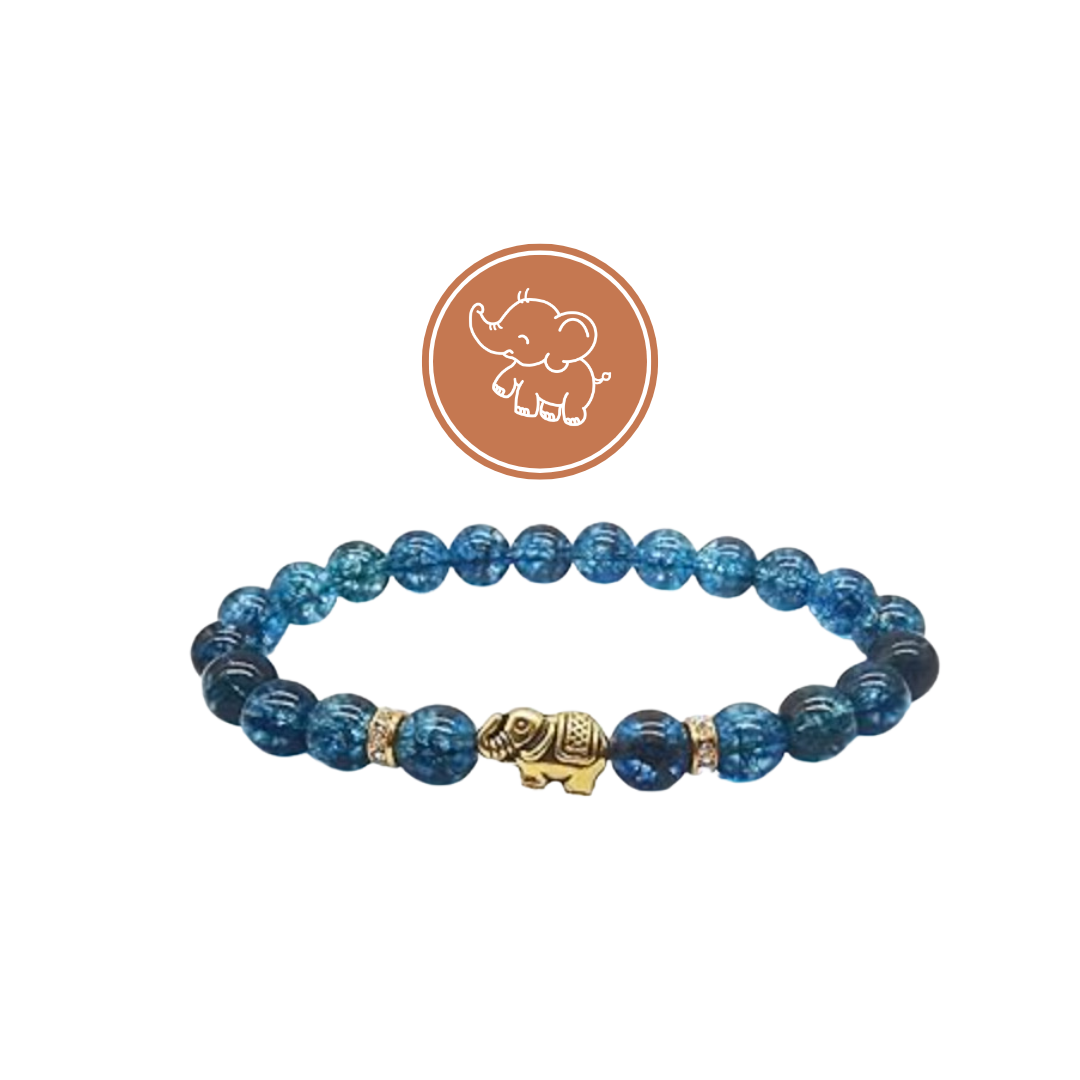 Crystal Blue Beaded Elephant Bracelet