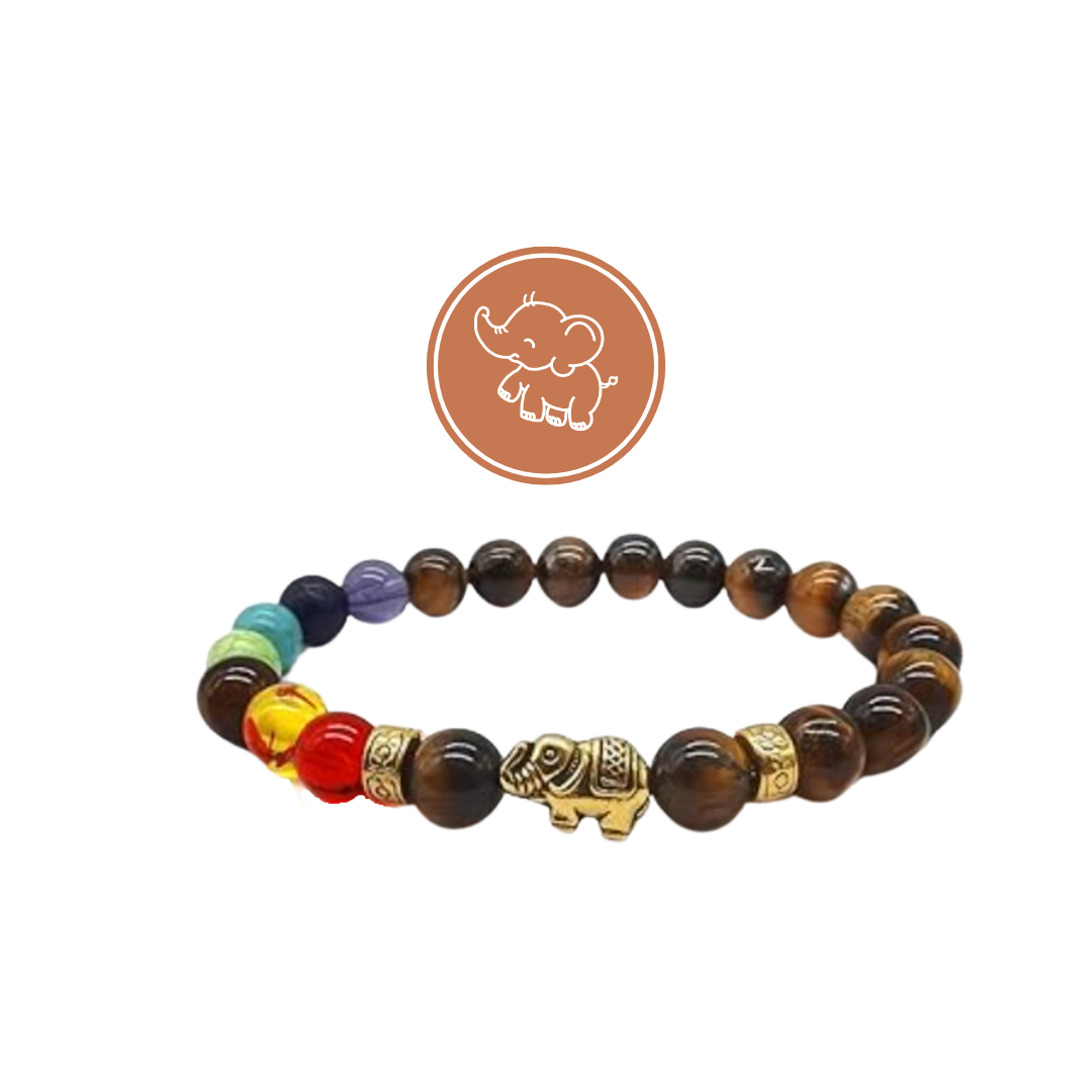 Tiger Eye Beaded Elephant Bracelet