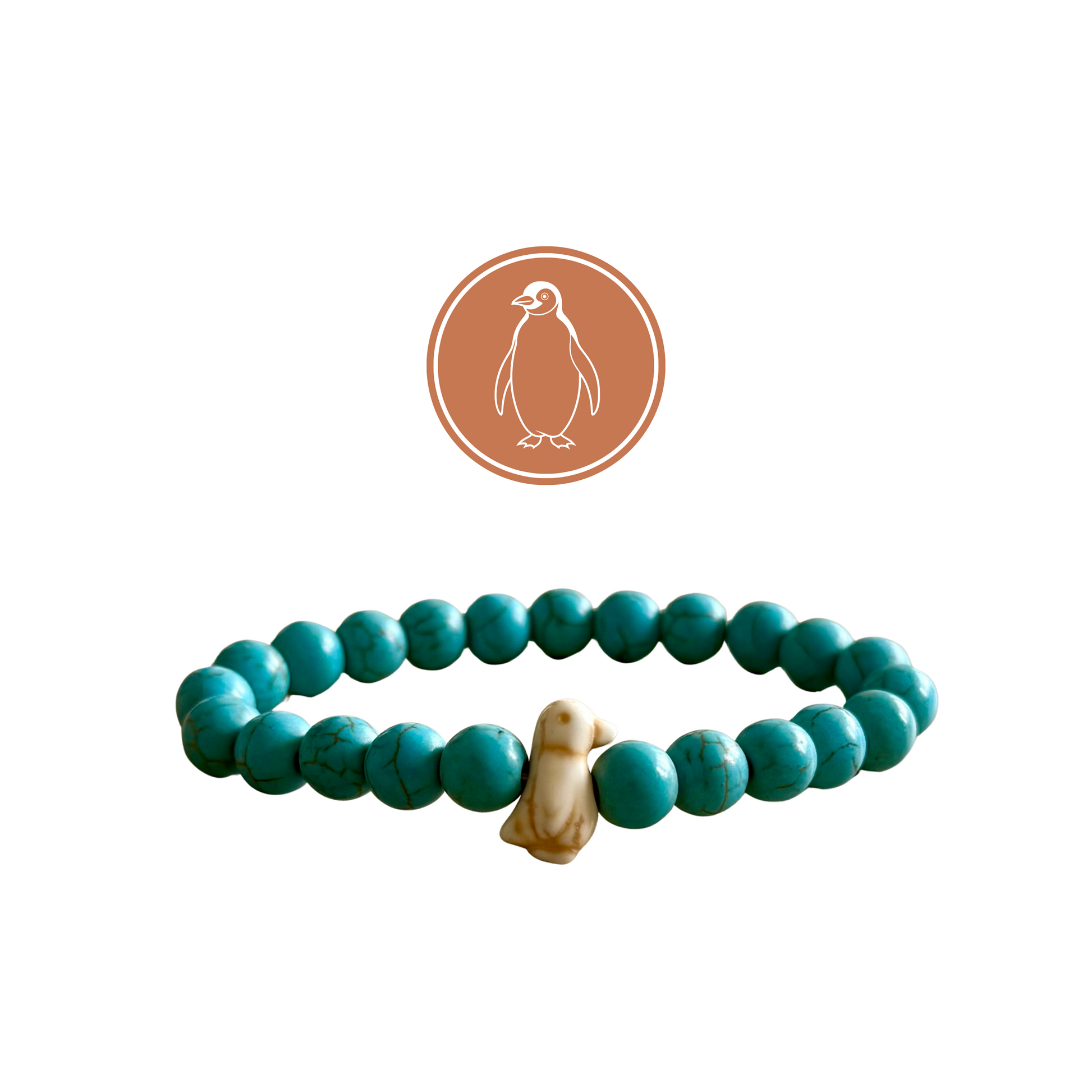 Crystal Blue Penguin Bracelet featuring high-quality beads and a penguin charm, dedicated to wildlife preservation