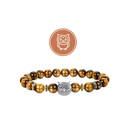 Tiger Eye Beaded Owl Bracelet