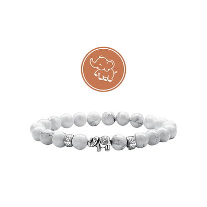 Arctic White Beaded Elephant Bracelet