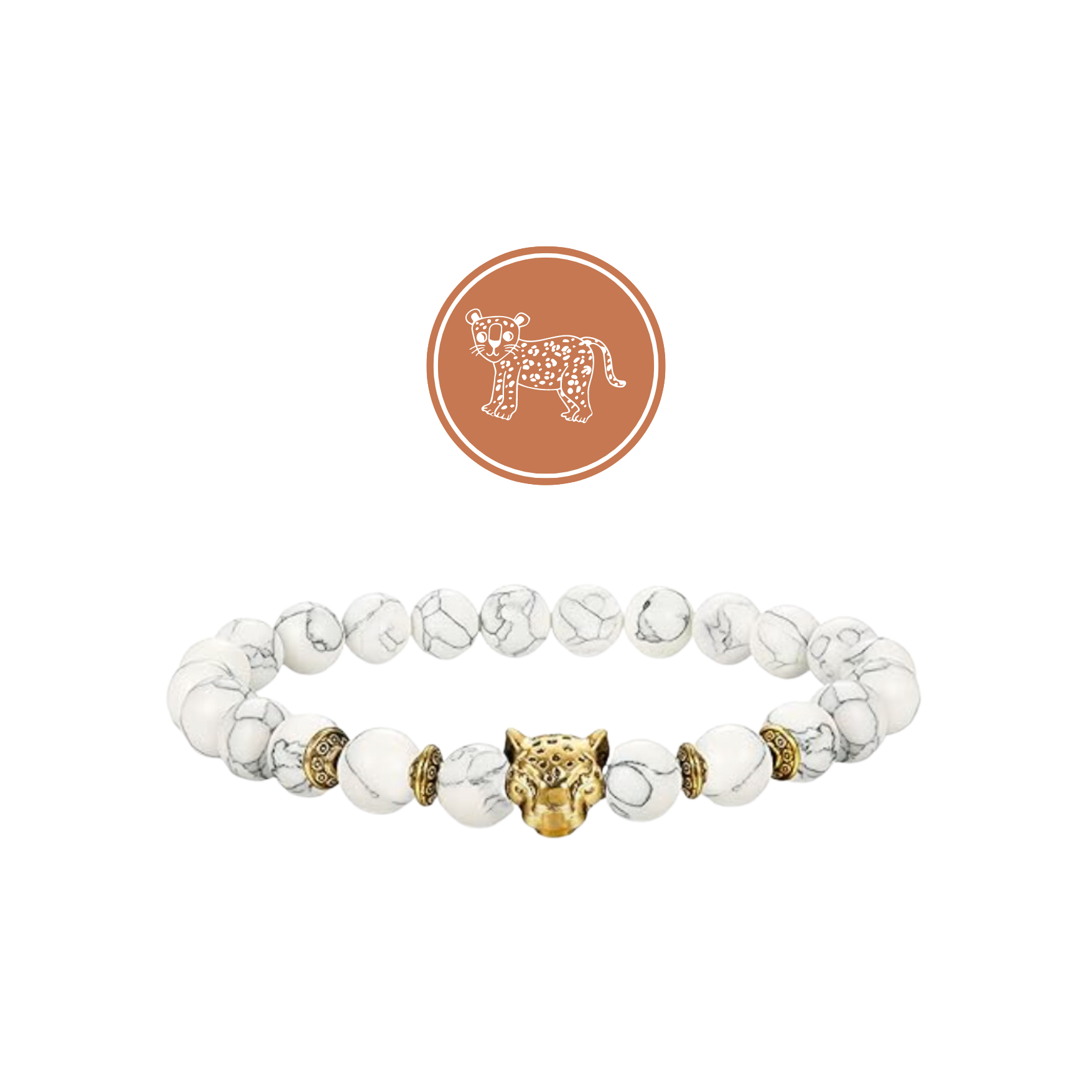 Arctic White Beaded Leopard Bracelet