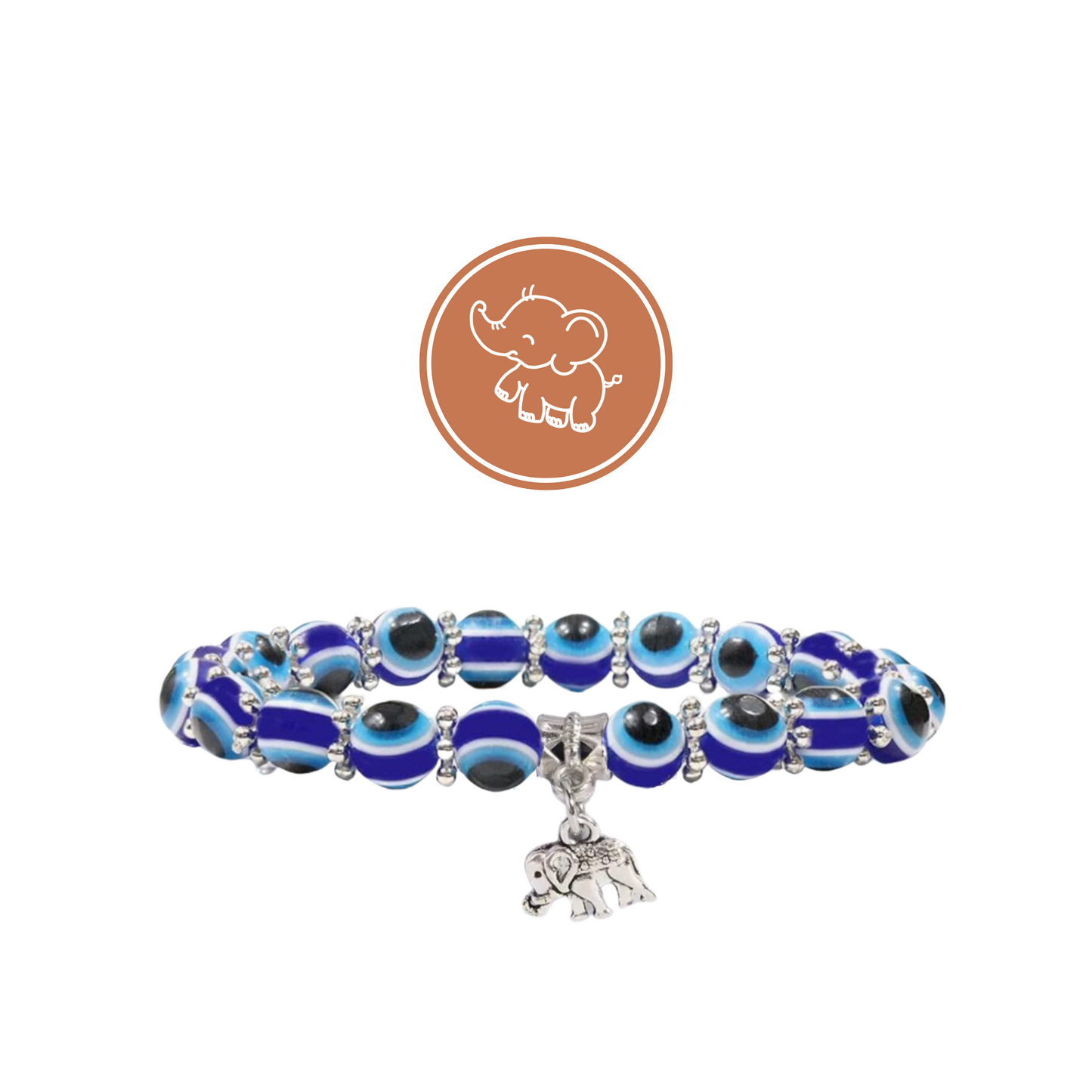 Evil Eye Silver Elephant Bracelet