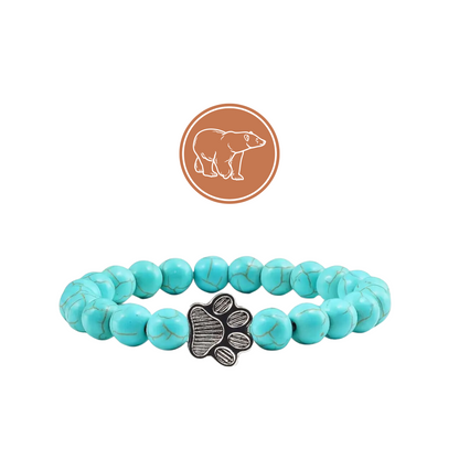 Crystal Blue Bear Paw Beaded Bracelet – Handmade, Wildlife Charity Support, Colorful Beads, 25% Proceeds to Wildlife Conservation