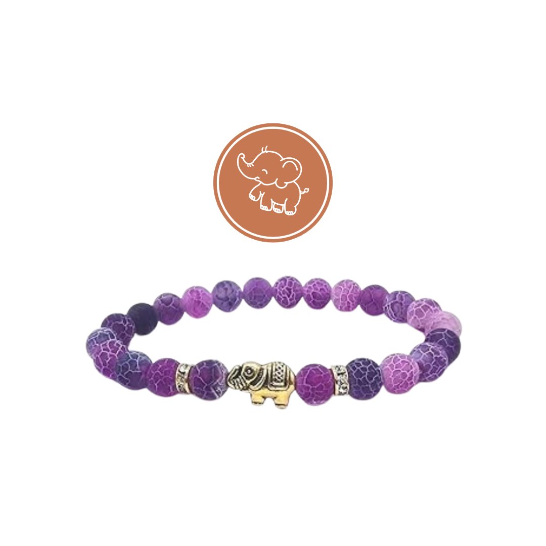 Purple Beaded Elephant Bracelet